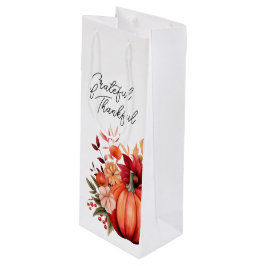 Thanksgiving rode pompoen geschenkzak rustiek wijn cadeautas