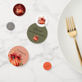 Thanksgiving rode pompoen tafel Confetti