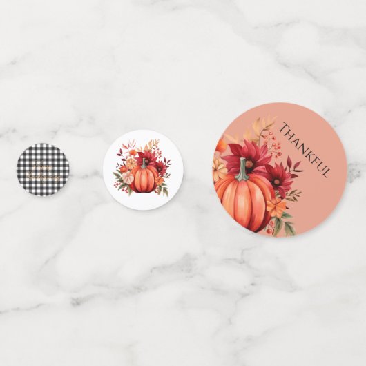 Thanksgiving rode pompoen tafel Confetti (Achterkanten)