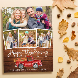 Thanksgiving Rode vrachtwagen met rode houten pens Briefkaart