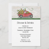 Thanksgiving  Rode Vrachtwagen Zonnebloemen Bloeme Kaart (Achterkant)