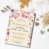 Thanksgiving Romantic Watercolor Florals Custom Kaart
