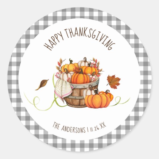 Thanksgiving ronde sticker (Voorkant)