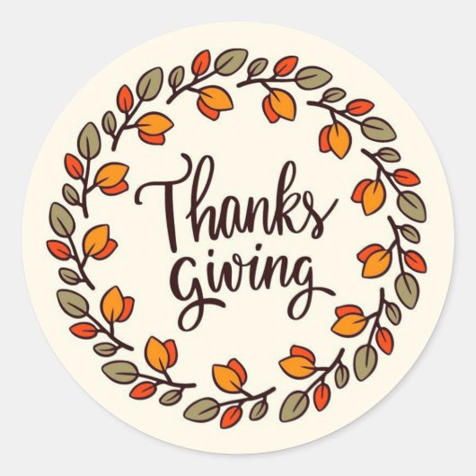 Thanksgiving Ronde Sticker (Voorkant)
