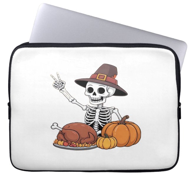 Thanksgiving röntgenfoto skelet Funny Rock Hand He Laptop Sleeve (Voorkant)