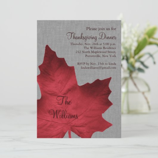 Thanksgiving Rood en grijs Kaart (Staand voorkant)