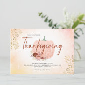 Thanksgiving Roos Gold Glitter Pumpkin Kaart (Staand voorkant)