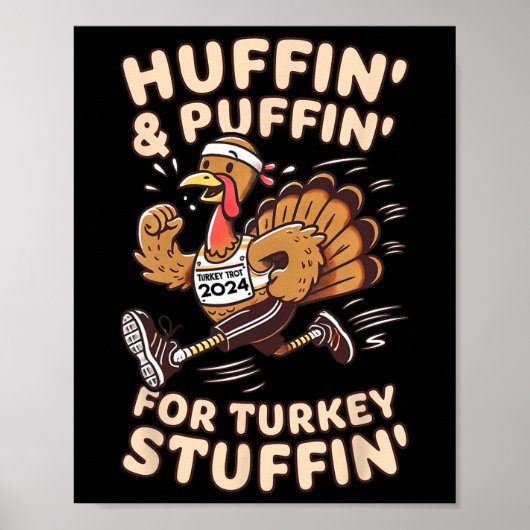 Thanksgiving Running Turkije Trot 2024 Grappig Poster (Voorkant)