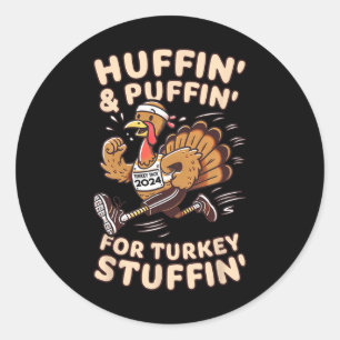 Thanksgiving Running Turkije Trot 2024 Grappig Ronde Sticker