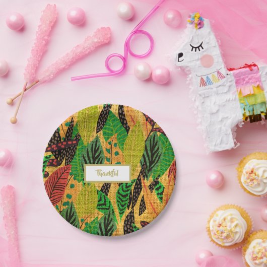 Thanksgiving Rustic Autumn Herfst Leaf Papieren Bordje (Feest)