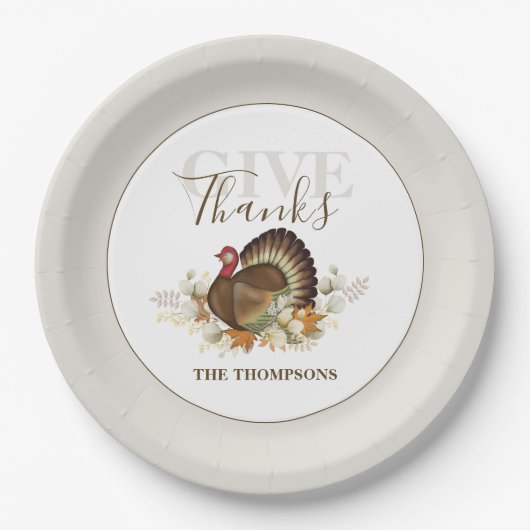 Thanksgiving Rustic Autumn Turkije Papieren Bordje (Voorkant)