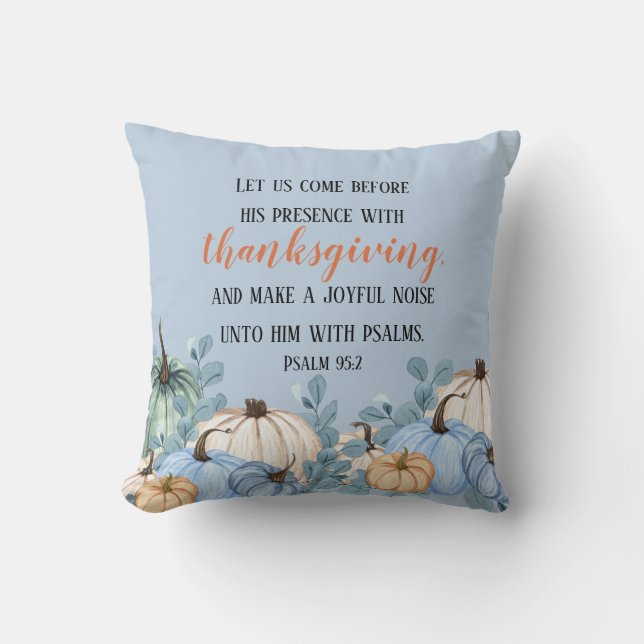 Thanksgiving Rustic Blue Pumpkins Scripting Kussen (Voorkant)