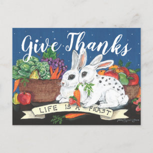 Thanksgiving Rustic Bunny Rabbit Feast Cute Bedank Feestdagenkaart