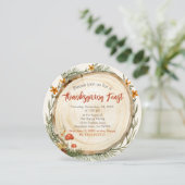 Thanksgiving Rustic Carved Wood Invitation Kaart (Staand voorkant)
