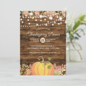 Thanksgiving Rustic Country String Lights Pumpkin Kaart (Staand voorkant)