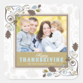 Thanksgiving Rustic Herfst / Autumn Leaves Foto Vierkante Sticker (Voorkant)