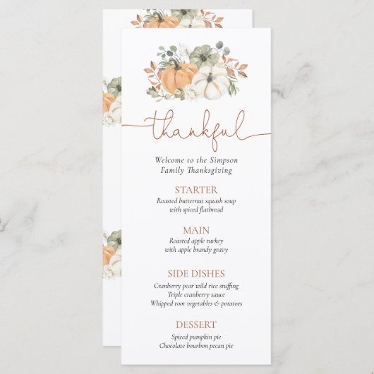Thanksgiving Rustic Pumpkin Menu (Voorkant / Achterkant)