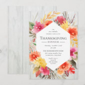 Thanksgiving Rustic Waterverf Floral Bouquet Kaart (Voorkant / Achterkant)