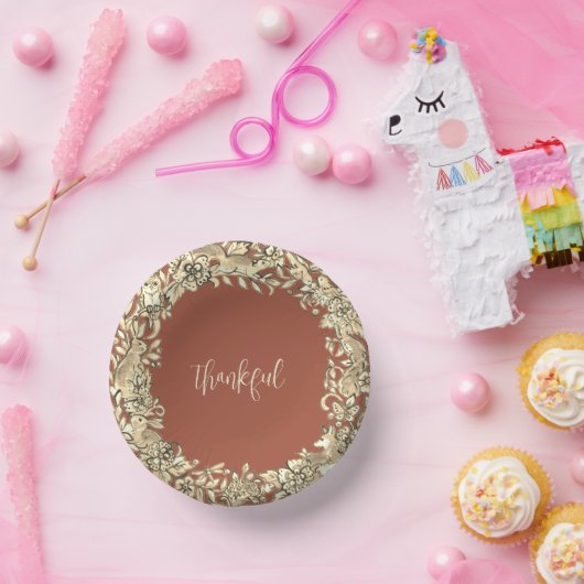 Thanksgiving Rustic Woodland Animal Herfst Copper Papieren Kommen (Feest)