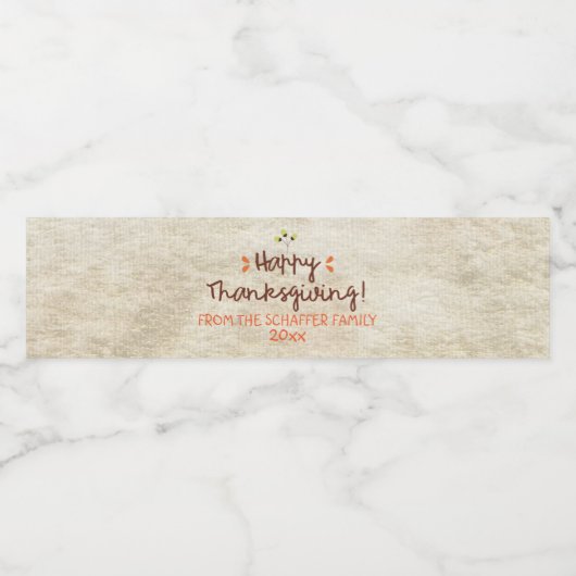 Thanksgiving, Rustic Wreath Waterfles Etiket (Enkel label)