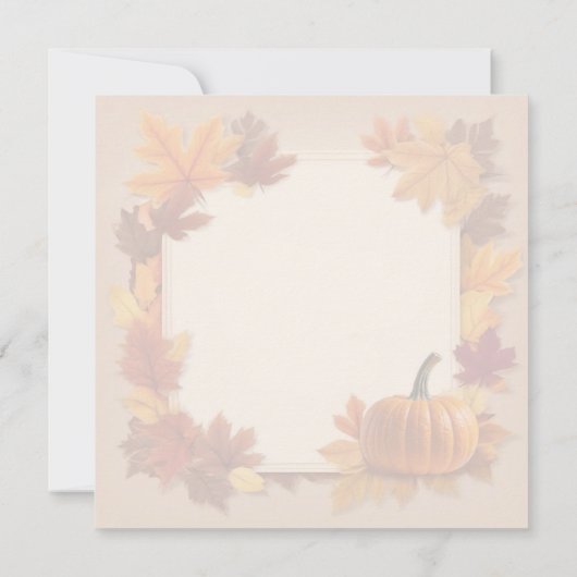 Thanksgiving rustiek diner met pompoen en bladeren save the date (Achterkant)