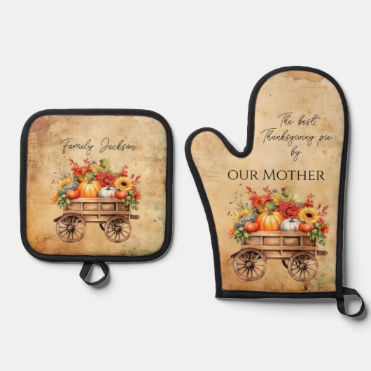  Thanksgiving rustiek Ovenwant & Pannenlap Set (Voorkant)