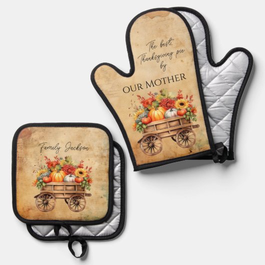 Thanksgiving rustiek Ovenwant & Pannenlap Set (Voorkant / Achterkant)