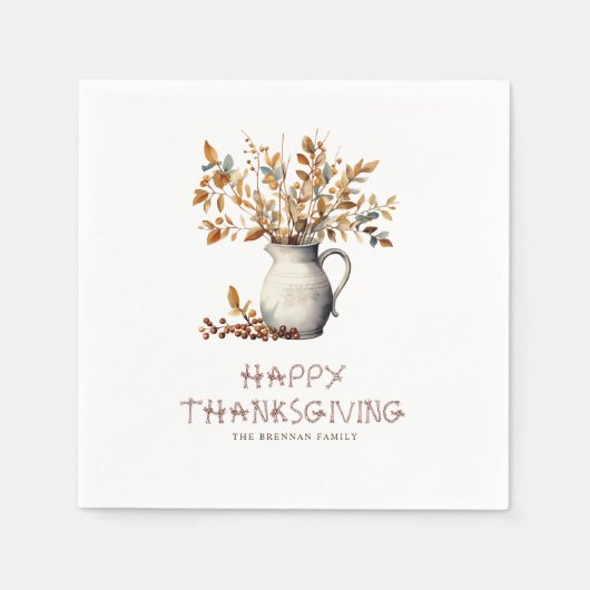 Thanksgiving Rustieke Friendsgiving Diner Herfst Servet (Voorkant)