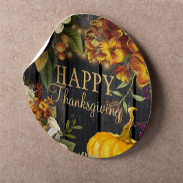 Thanksgiving rustieke herfst bloemenelegant script ronde sticker