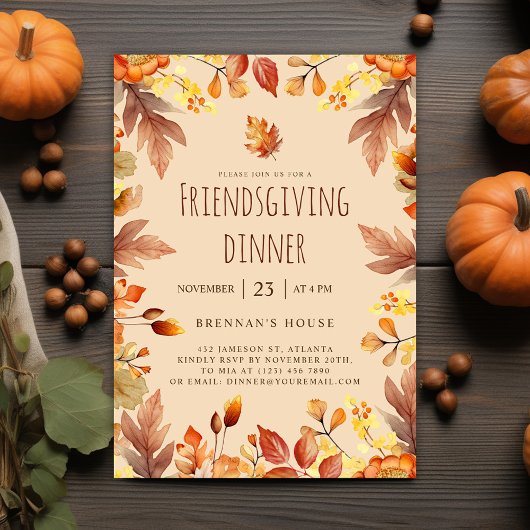 Thanksgiving Rustieke Herfst Friendsgiving Diner Kaart