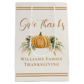 Thanksgiving Rustieke Herfst Pompoen Geef Bedankt Medium Cadeauzakje (Achterkant)