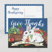 Thanksgiving rustieke konijnenfeest Schattigee Bed Feestdagenkaart (Voorkant / Achterkant)