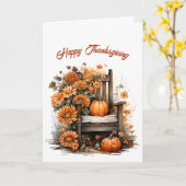 Thanksgiving rustieke stoel illustratie kaart (Gele Bloem)