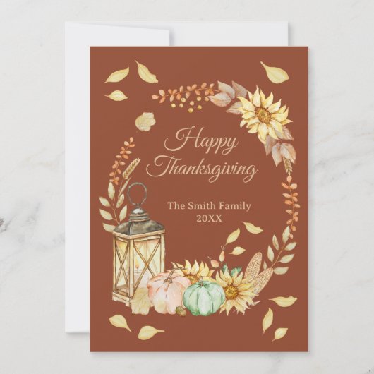 Thanksgiving Rustieke Waterverf Flat Holiday Kaart (Voorkant)