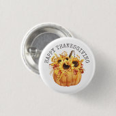 Thanksgiving rustieke zonnebloemen pompoen ronde button 3,2 cm (Voorkant /achterkant)