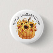 Thanksgiving rustieke zonnebloemen pompoen ronde button 3,2 cm (Voorkant)