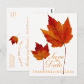 Thanksgiving Save the Date Maple Leaf Briefkaart (Voorkant / Achterkant)