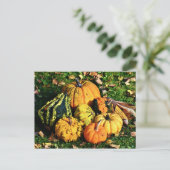 Thanksgiving Scene met pomkins-Corn-Gourds Feestdagenkaart (Staand voorkant)