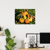 Thanksgiving Scene met pomkins-Corn-Gourds Poster (Thuiskantoor)