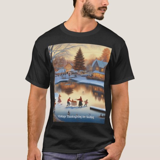  Thanksgiving schaatsen T-shirt (Voorkant)
