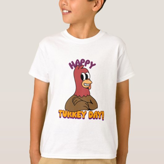 Thanksgiving Schattige Happy Turkey T-shirt (Voorkant)