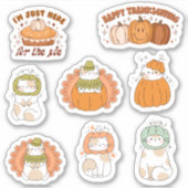 Thanksgiving Schattige Kawaii Cats - stickers (Voorkant)