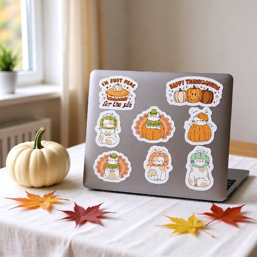 Thanksgiving Schattige Kawaii Cats - stickers