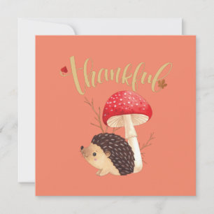 Thanksgiving Schattige Kawaii Hedgehog Bedankkaart