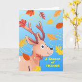 Thanksgiving Schattigee Baby Herten met Herfstblad Kaart (Gele Bloem)