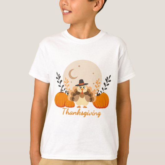 Thanksgiving Schattigee Herfst Turkije Sinaasappel T-shirt (Voorkant)