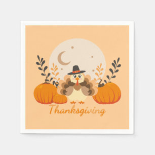 Thanksgiving Schattigee Oranje Turkije Pompoen Servet