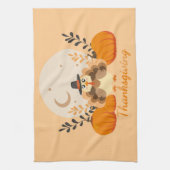 Thanksgiving Schattigee Oranje Turkije Pompoen Theedoek (Verticaal)