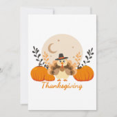 Thanksgiving Schattigee Turkije Pompoen Maan Feestdagenkaart (Voorkant)