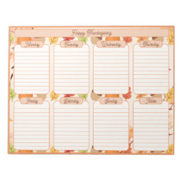 Thanksgiving Scheur Weg Weekplanner Notitieblok